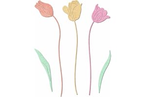 XMZZMX Tulip Flowers Metal Cutting Dies for Card Making, Paper Embossing Die Cuts Kit Templates, Storage Pockets Supplies, Photo Frame Album DIY Scrapbooking Stencils Sets