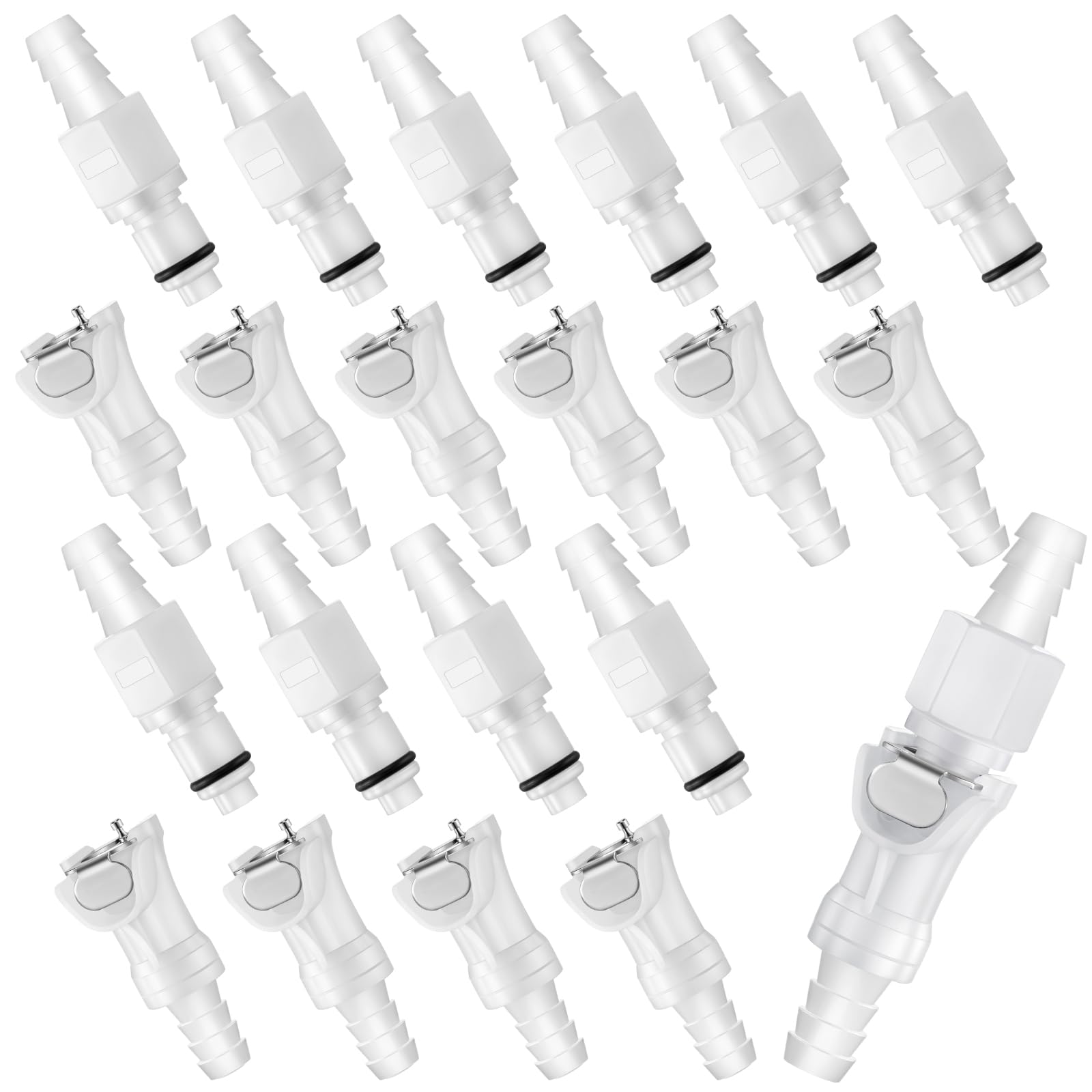 Photo 1 of Chunful 20 Pcs 3/8" Quick Disconnect Connect Hose Barb Insert Fittings Plastic Male Female Coupling Connector 10 Female and 10 Male Connectors