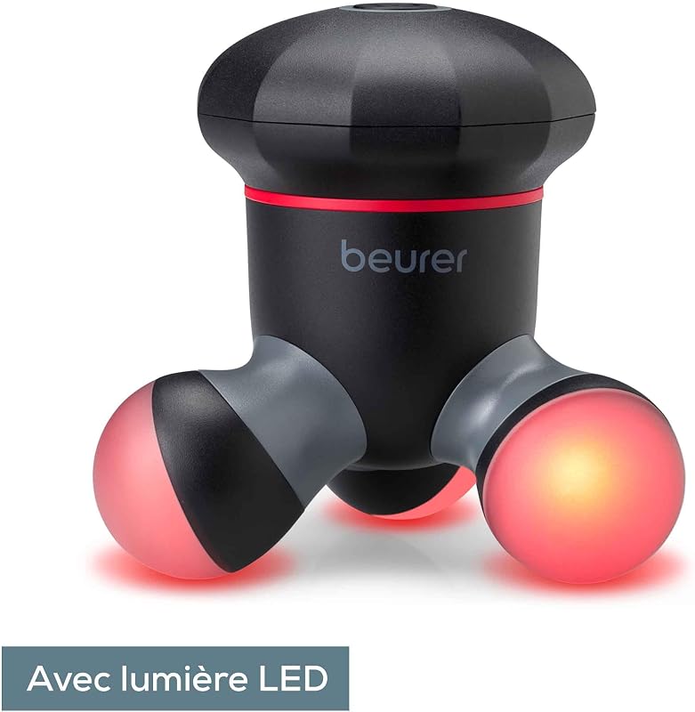 Mini masseur MG 18, appareil de massage électrique portatif pour un massage doux par vibrations, idéal pour le dos, le cou, les bras et les jambes, avec lumière LED, portable, noir, 1 pièce