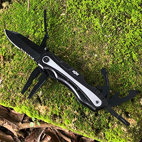 INONE 15-in-1 Multitool Repair tool Pocket Knife Utility Knife with Blades, Saw, Pliers, 9 Screwdriver Bits, Bottle/Can Opener Multi Tool for Outdoor, Car set, Home, Camping, Hiking, Fishing, Hunting - Thumbnail 4