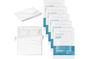 AEAOCVO 5 Sets Disposable Bedding Set for Travel King Size, 4-Piece Set Include 1Bed Sheets/1Quilt Cover/2Pillowcases, Individually Packaged Portable White Cover for Business Trip Hotel for Double bed