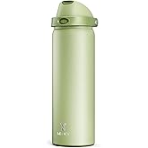 32 oz Insulated Water Bottle with Straw: Meoky Stainless Steel Metal Water Bottle with 2-in-1 Lid - Leak Proof, Cold for 24 Hours, Protective Silicone Base, BPA-Free for Sports Gym, Sage