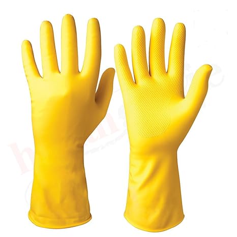 Evana Reusable Latex Safety Gloves for Washing, Cleaning, Kitchen, Garden and Sanitation (1 Pair)