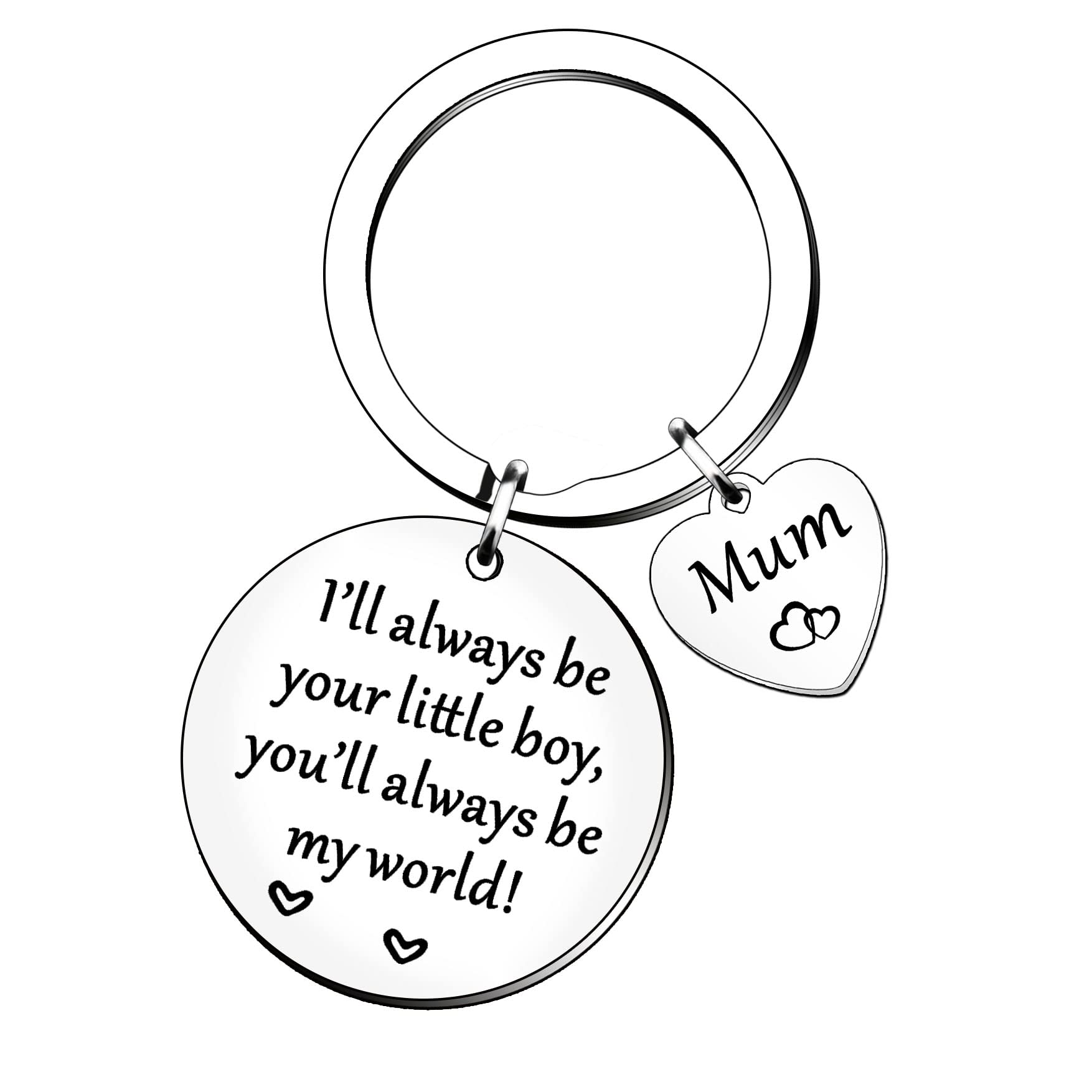 HULALA Mum Gifts Mum Keyring From Son Mother Mummy Mom Gifts Christmas Birthday Mothers Day I'll Always Be Your Little Boy You'll Always Be My World Keychain