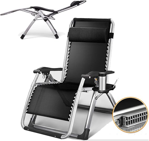 TopJiä Lounge Chair Zero Gravity Chair Take Pillow,Aluminum