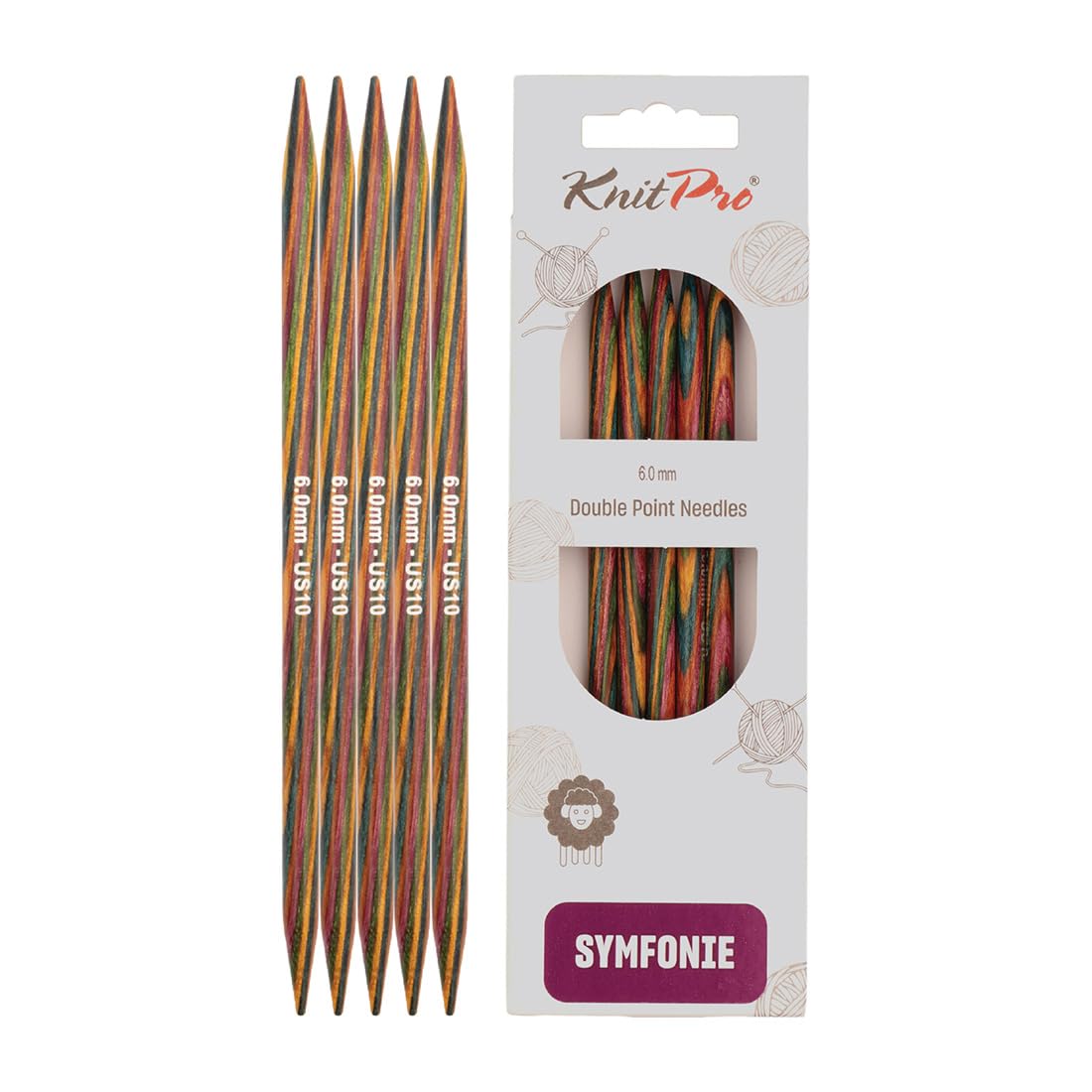KnitPro Symfonie Double Pointed Needles 6" (15cm) | 6.00mm