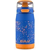 ZULU Kids Flex 12oz Stainless Steel Insulated Water Bottle, Toddler Cup with Silicone Spout, Leak-Proof Locking Flip Lid and Carry Loop for School Backpack, Lunchbox, and Outdoor Sports, Blue