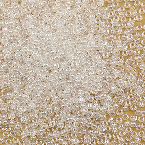 Bala&Fillic Clear Pearl Color 3mm Seed Beads About 3600pcs/100Grams in Bag, 8/0 Glass Craft Beads for Making Bracelet Necklace Earring(Clear Pearl) — image 1