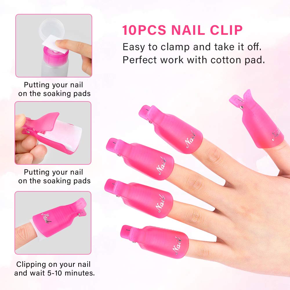 Nail Polish Remover Tools Set Nail Polish Remover Bottle, Cuticle Pusher and Cutter, 500 Nail Polish Remover Pads, 10 Nail Caps, 2 Nail File, Sponge Finger Separator, Nail Brush for Nail Arts : Beauty