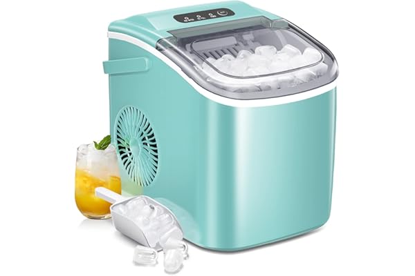 AGLUCKY Ice Makers Countertop,Portable Ice Maker Machine with Handle,Self-Cleaning Ice Maker, 26Lbs/24H, 9 Ice Cubes Ready in