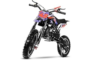 AUNVITO Kids Dirt Bike 49CC 2-Stroke Gas Powered Off Road Motorcycle Tire Shock Absorber Spring Soft Seat Cushion with Front and Rear Disc Brake Off Road Motorcycle Max Speed 40MPH (Black)