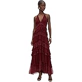 alice + olivia Women's Liana V Neck Ruffle Maxi Dress