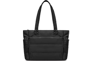 BISKLNDN Tote Bag for Women - Puffer Work Tote Handbag with Compartments, Carry-On Quilted Shoulder Bag for Work, Travel, Gym