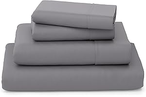 Cosy House Collection Luxury Sheets - Blend of Rayon Derived from Bamboo - Cooling & Breathable, Silky Soft, 16-Inch Deep Pockets - 4-Piece Bedding Set - Queen, Grey