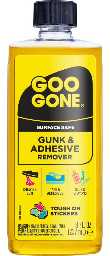 Photo 1 of Goo Gone Gunk and Adhesive Remover - Safely and Easily Removes Stickers, Tape Residue, Decals, Grease, Chewing Gum, Crayons and Glue from Surfaces - Trusted Formula for Quick and Easy Removal