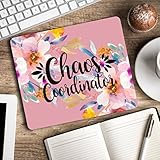 Chaos Coordinator - Motivational quote - Funny office humor - Floral Mouse Pad Computer Accessories Home Office Space Cubicle Decor