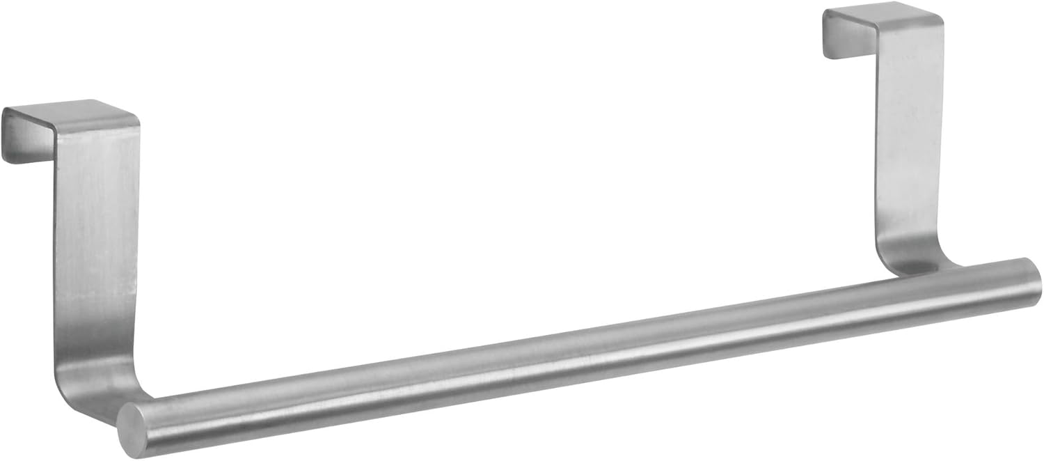 iDesign Forma Metal Over the Cabinet Towel Bar, Hand Towel and Washcloth Rack for Bathroom and Kitchen , 9.25" x 2.5" x 2.5", Stainless Steel: Home & Kitchen