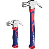 WORKPRO 2-Piece Claw Hammer Set, 8 oz Mini Stubby & 16 oz Fiberglass General Purpose, Soft Nonslip Handle & Heat Treated Head