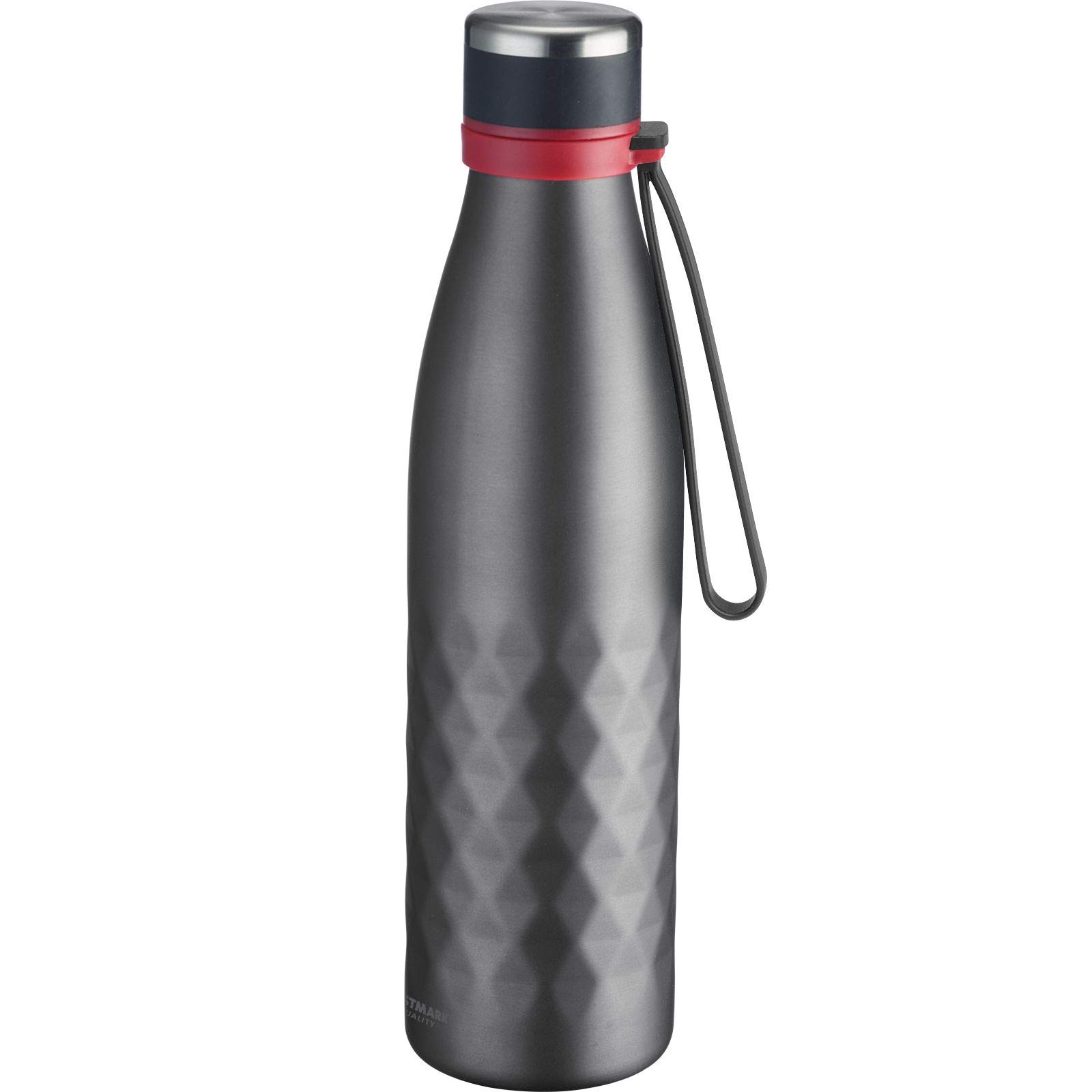 Westmark Vacuum Flask, keeps 8 hrs hot/cold, carbonation/acid proof, 700 ml, stainless steel/silicone/plastic, BPA free, Viva, anthracite/red, 5283226A