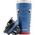 IS ICESHAKER Ice Shaker 26oz Insulated Protein Shaker Bottle, WWII Warhawk Blue Bomber, Insulated Gym Water Bottle, As Seen on Shark Tank, Blue Bomber