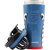 Ice Shaker Stainless Steel Shaker Bottle | 26oz, Blue Bomber | Stays Cold for 30+ Hours | Insulated Cup with Twist-on Agitator | Odor-Free Shaker Cup for Protein Shakes, Water, Smoothies, Cocktails