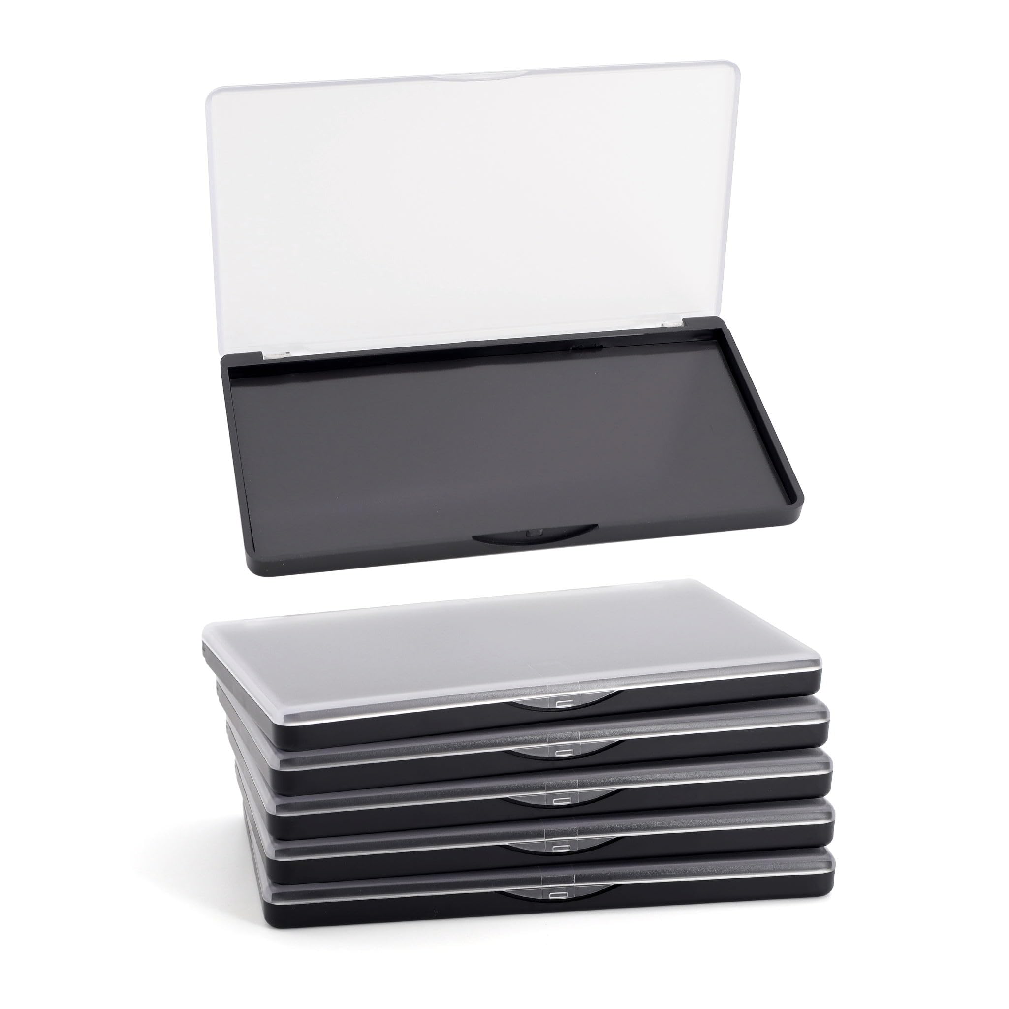 Photo 1 of AJLTPA Magnetic Makeup Palette with Frosted Clear Top, 5 Pack Empty Eyeshadow Palettes depots Travel Storage Box for DIY Cosmetics Bronzer Highlights Powder (Small Palette - 5.5" x 3.1")
