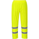 Portwest Hi-Vis Rain Trousers Viz Work Cargo Work Pants Reflective Waterproof Rain ANSI E, Yellow, X Large