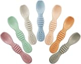 PandaEar 7 Pcs Silicone Baby Spoons First Stage Self Feeding Spoons view 1