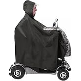 Elderly Four-Wheeled Electric Mobility Scooter Raincoat, Mobility Scooter rain Cover, rain and Snow Protection, with Rearview Mirror Opening(Black)