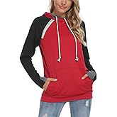 Barlver Women's Casual Hoodies Long Sleeve Sweatshirts Cowl Neck Drawstring Hooded Pullover Top with Pockets