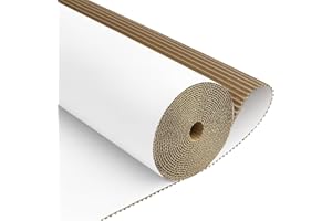 TIMEUPRISE White Corrugated Cardboard Roll, 17" x 236" Single Face Kraft Cushion Wrap, Large & Thick Cardboard Sheets Paper for Shipping, Packing, Box Filler, Furniture Protection, DIY Crafts & Gift Packaging