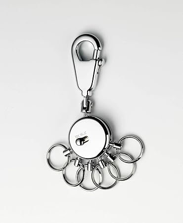 TROIKA PATENT SCHLÜSSELHALTER – KYR60/MC – rund, matt verchromt – Schlüsselanhänger mit Karabinerhaken – 6 ausklinkbare Ringe zur Schlüsselorganisation – das Original von TROIKA