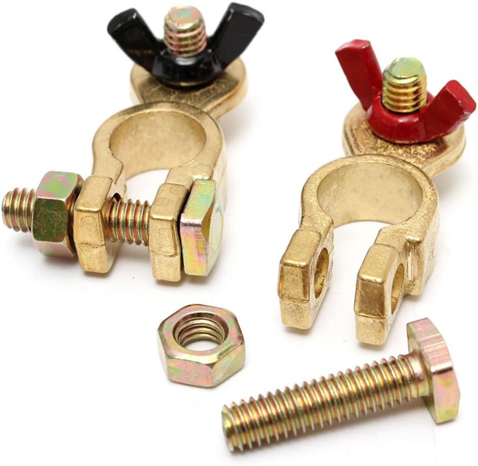 TOTOONE 1 Pair Positive & Nagative Car Battery Terminal Clamp Clip Brass Connector BT1105: Sports & Outdoors