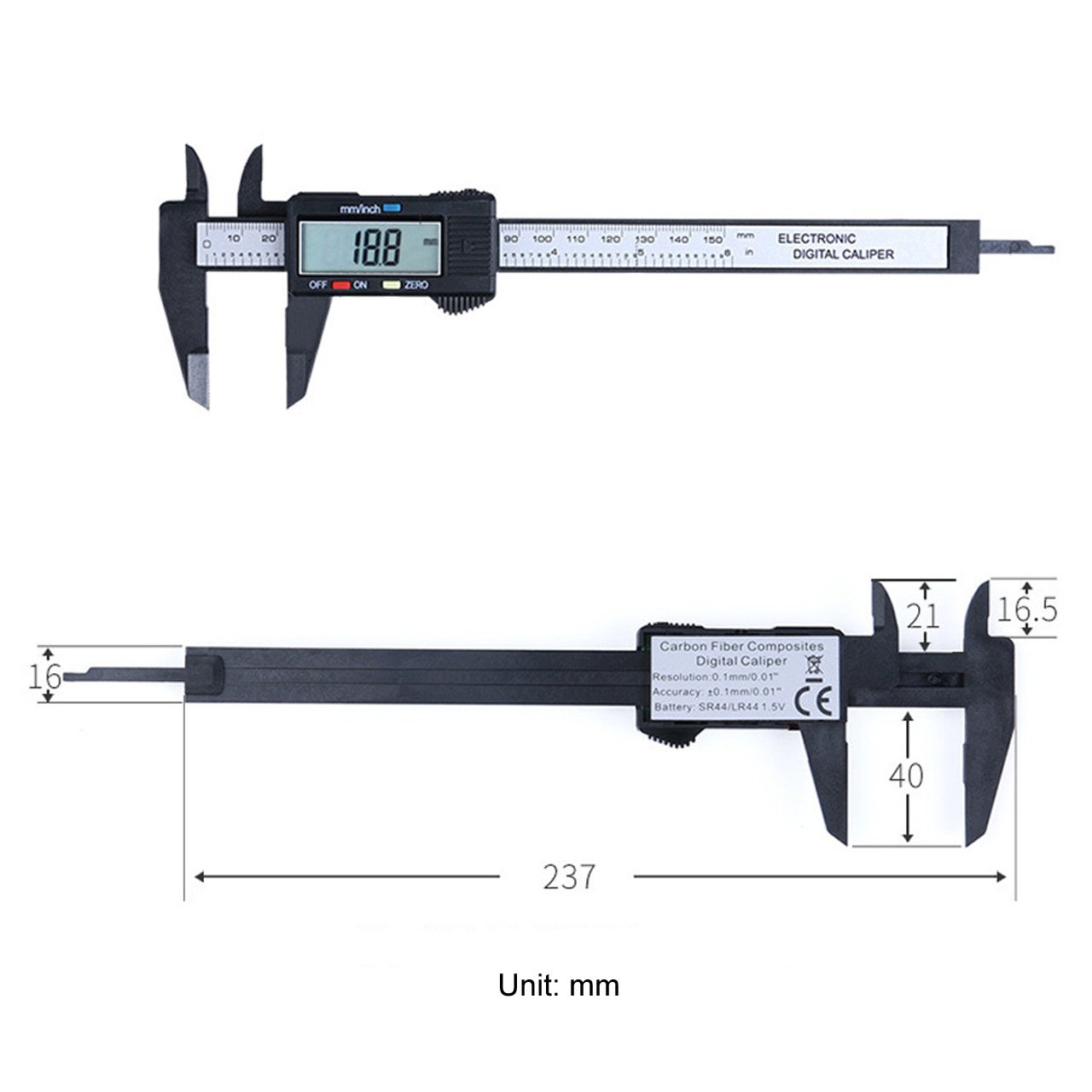 Digitaler Messschieber, July Miracle Extra-Großen LCD-Bildschirm 150mm 0-6 Zoll Millimeter/ Zoll Conversion Gauge Messwerkzeug