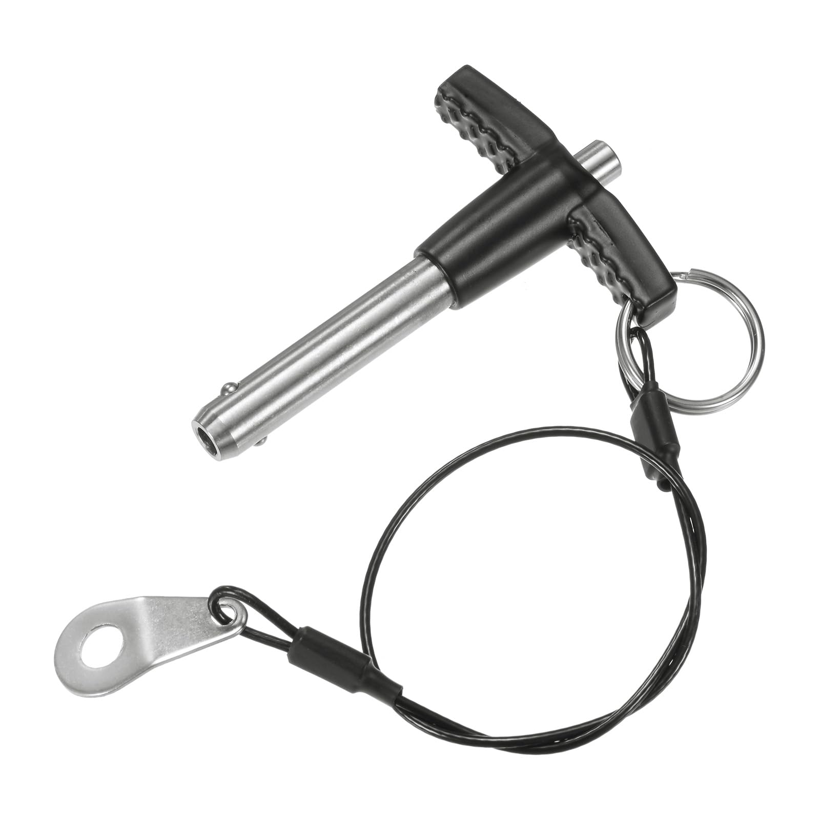 M METERXITY T Handle Lock Pin, 5/16" [8mm] Dia., 1-3/16 [30mm] Usage Length Push-Button Quick Release Locking Pins W Lanyard Cable for Speaker/Aviation/Gym/Machine [304 Stainless Steel]