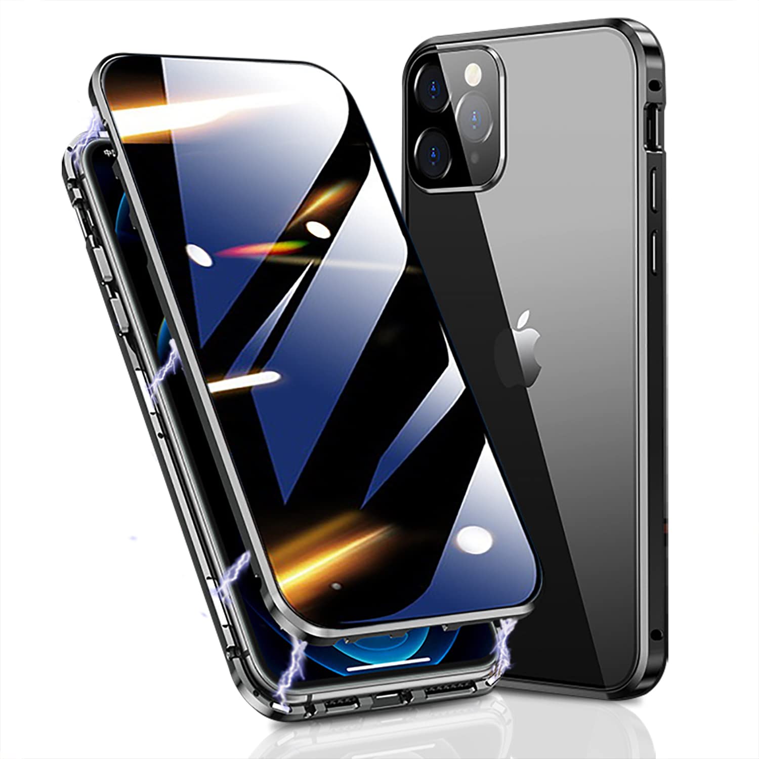 OMGZONE Case for iPhone 13 Pro Max Anti Peep Magnetic Cover,Screen Protector built-in Privacy Tempered Glass Full Cover with Camera Protector,360 Degree Metal Bumper Case for iPhone 13 Pro Max,Black — image 1