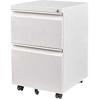 SISESOL 2 Drawer File Cabinet with Lock,Rolling File Cabinet,White File Cabinet on Wheels,Under Desk Lockable Metal Filing Ca