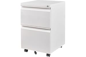 SISESOL 2 Drawer File Cabinet with Lock,Rolling File Cabinet,White File Cabinet on Wheels,Under Desk Lockable Metal Filing Ca