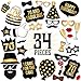 70th Birthday Props by PartyGraphix, Perfect for 70th Birthday Photo Booth, Durable (Gold and Black, 34 Pieces)