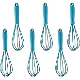 6Pcs Silicone Whisk, Mini Whisk Set, Small Whisks For Cooking, Hand Milk Frothers, For Non-Stick Cookware,Egg Beater Perfect For Blending,Whisking,Beating,Frothing & Stirring (Blue)