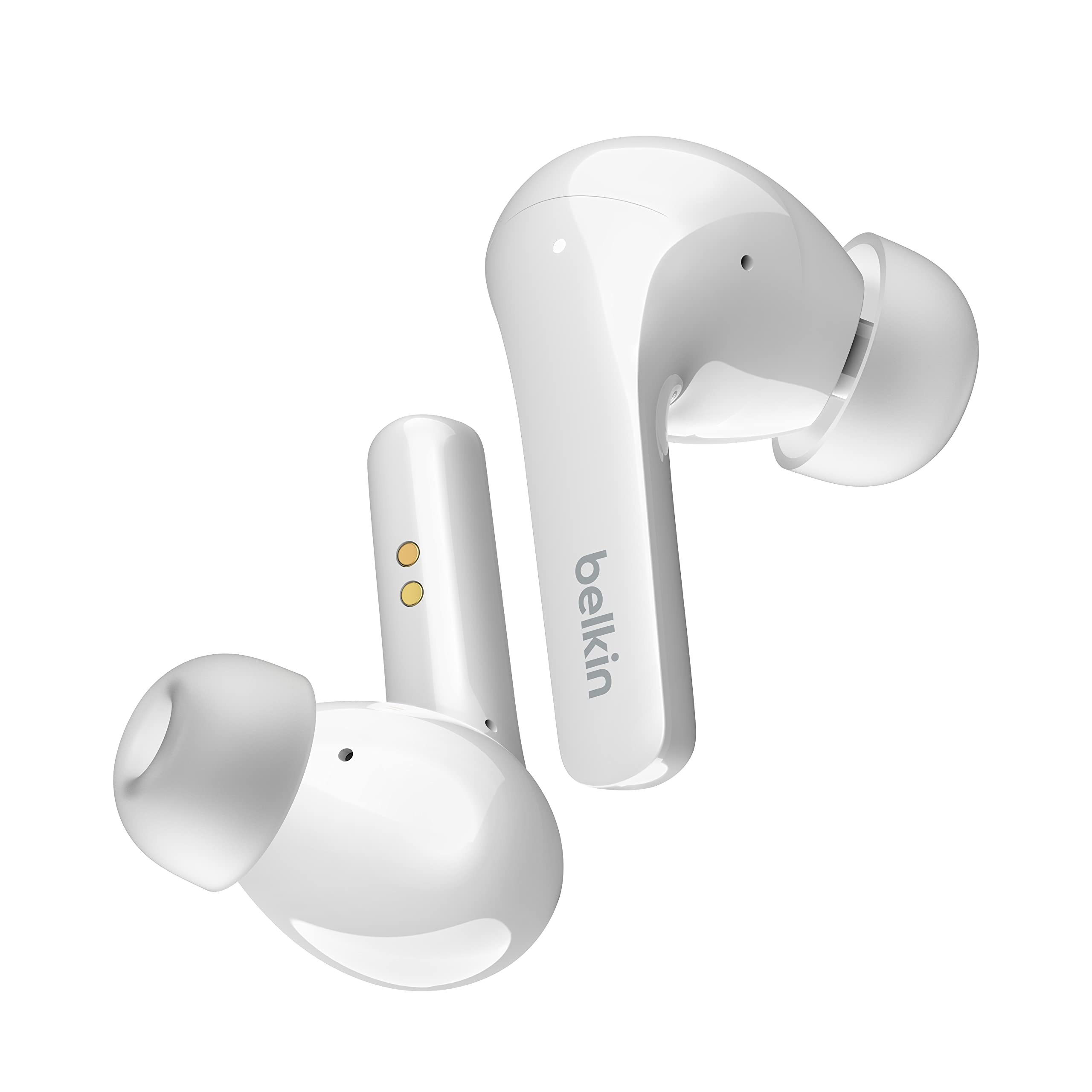 Belkin SOUNDFORM Flow True Wireless Earbuds with Active Noise Cancellation, Bluetooth Earphones with Wireless Charging, IPX5 Sweat and Water Resistant, 31H Play Time, for iPhone, Galaxy, Pixel - White