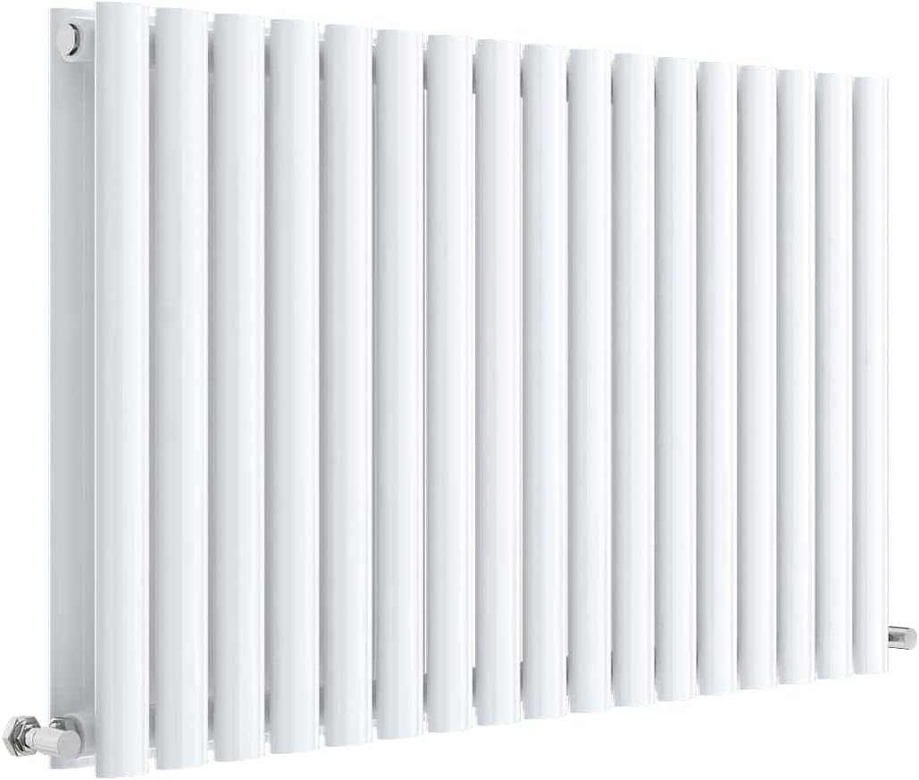 Nuie HL339D Revive Modern Home Wall Mount Designer Horizontal Double Panel Radiator, 600mm x 992mm x 78mm, High Gloss White
