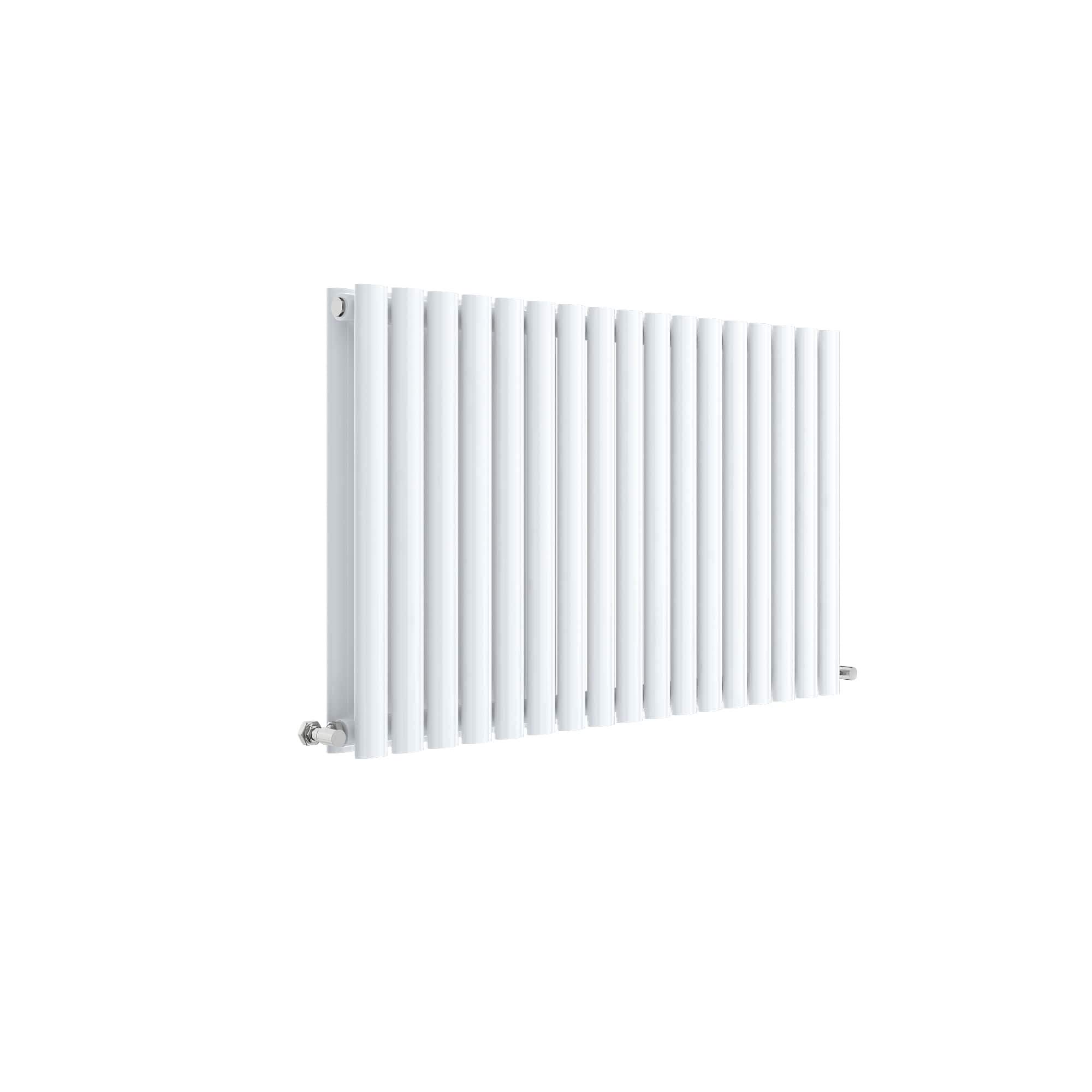 Nuie HL339D Revive Modern Home Wall Mount Designer Horizontal Double Panel Radiator, 600mm x 992mm x 78mm, High Gloss White