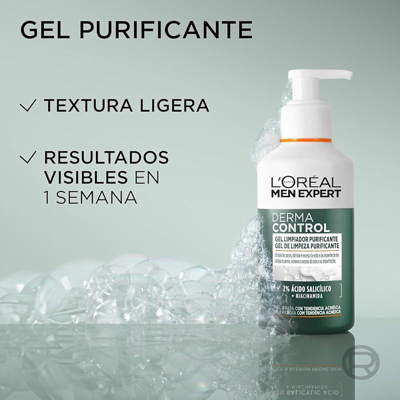 L'Oréal Paris Men Expert Derma Control Gel de Limpeza Purificante com Ácido Salicílico e Niacinamida Para Pele Oleosa com Tendência para Acne — foto 5 de 7