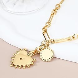 BONJOULRY Chunky Gold Sun Heart Pendant Necklace
