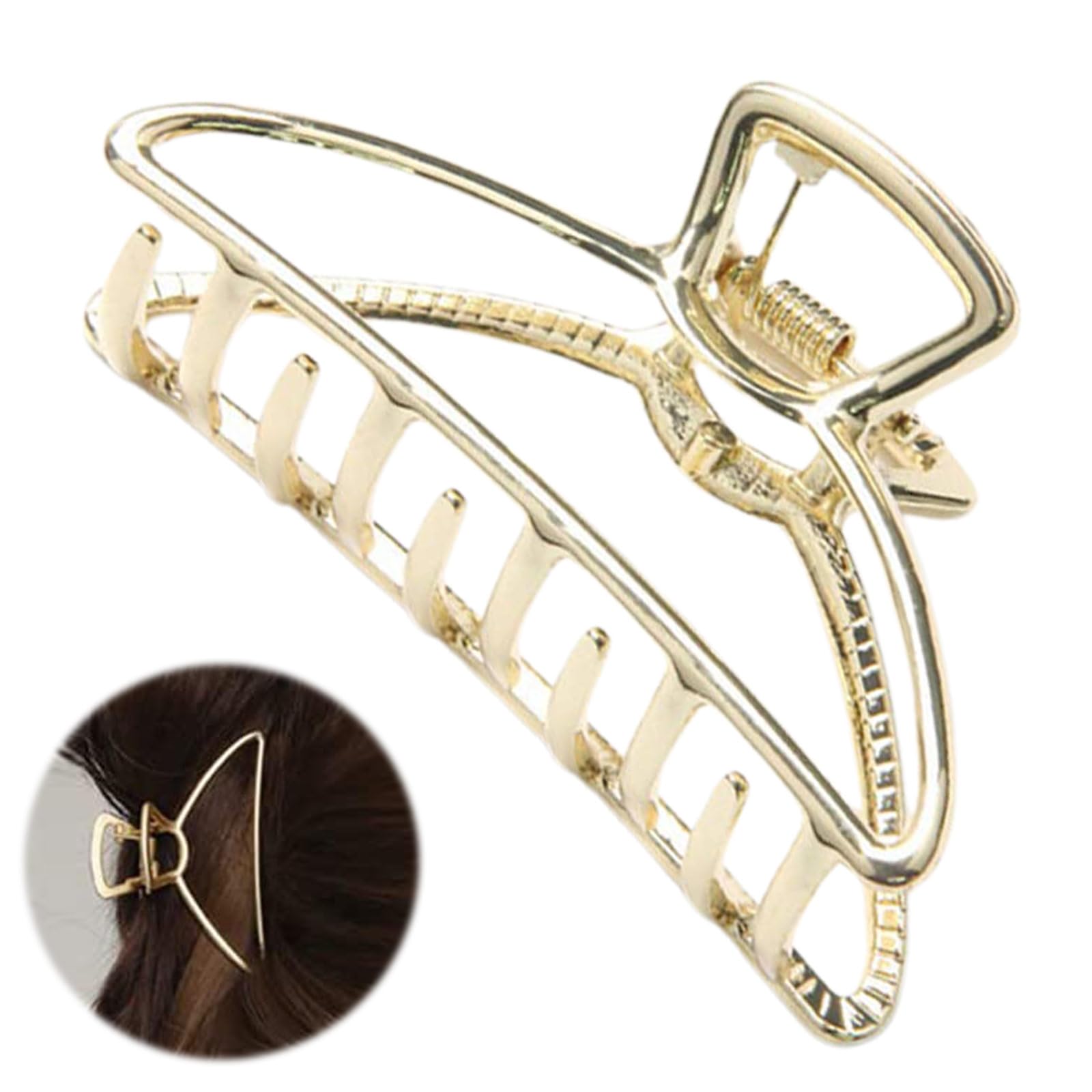 Large Claw Clip for Thick Hair - Big Open Shape Gold Hair Clips for Women | Stylish Metal Hair Clips for Thick Hair | Metal Hair Claw Clip for Girls (Gold)