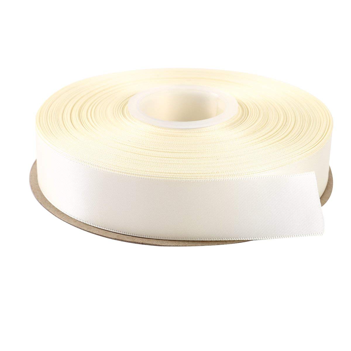 ITIsparkle 25mm Double Faced Satin Ribbon 45 Meters-Roll Set for Gift Wrapping Scrap Books Party Favor Hair Braids Baby Shower Decoration Floral Arrangement Craft Supplies, Ivory Ribbon