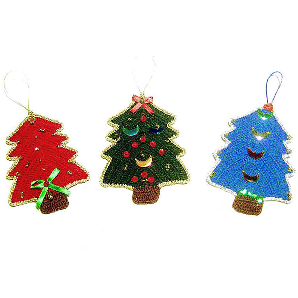 Presina Albero Di Natale Uncinetto.Set 3 Alberelli All Uncinetto Per L Albero Di Natale Dimensioni 9 Cm X 13 Cm H Handmade Italy Amazon It Handmade