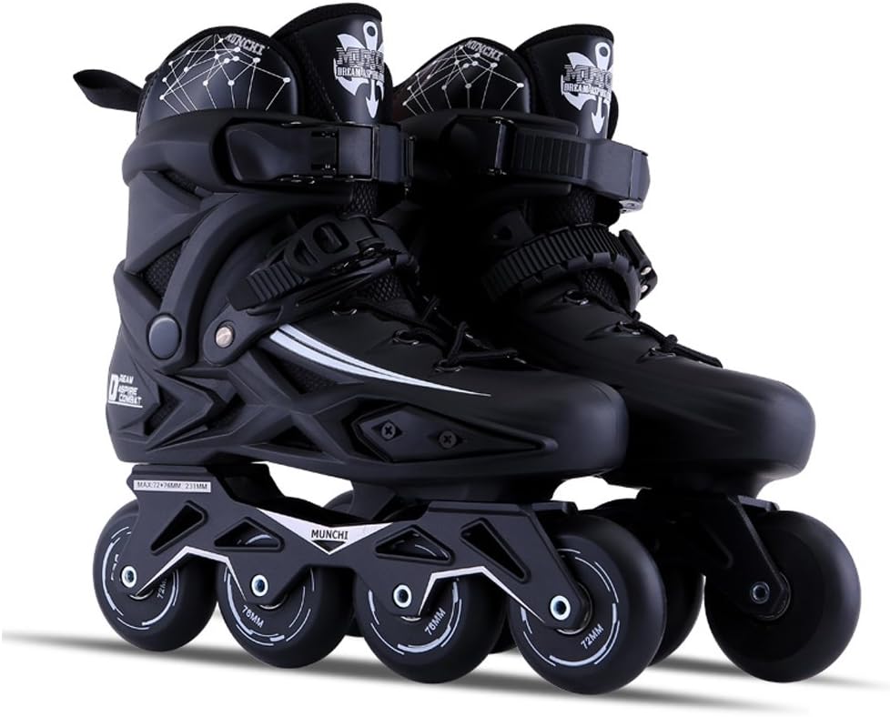 Sunkini Adults Men's Professional Inline Skate Shoes Freestyle Women Skating Boots Outdoor Roller Skates with Protector Gear Black