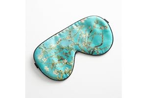 Tim & Tina Silk Sleep Mask for Women Men Comfortable Blindfold Eye Mask with Adjustable Strap for Travel Yoga Nap Shift Work (Green Flower)